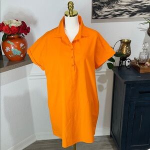 Zeagoo Vibrant Orange Cotton Dress with Pockets Size XL